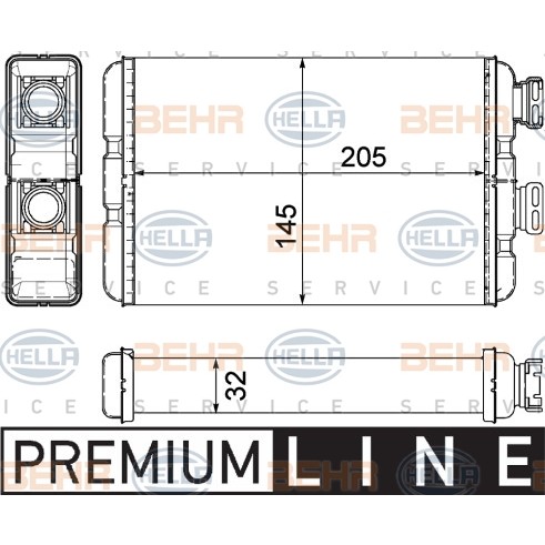 Слика на Ладник за парно HELLA BEHR  SERVICE  PREMIUM LINE 8FH 351 311-321 за BMW 3 Cabrio E46 320 Ci - 170 коњи бензин