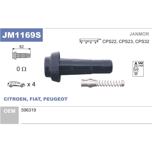 Слика на лула за свеќица JANMOR JM1169S за Citroen Saxo S0,S1 1.6 - 101 коњи бензин