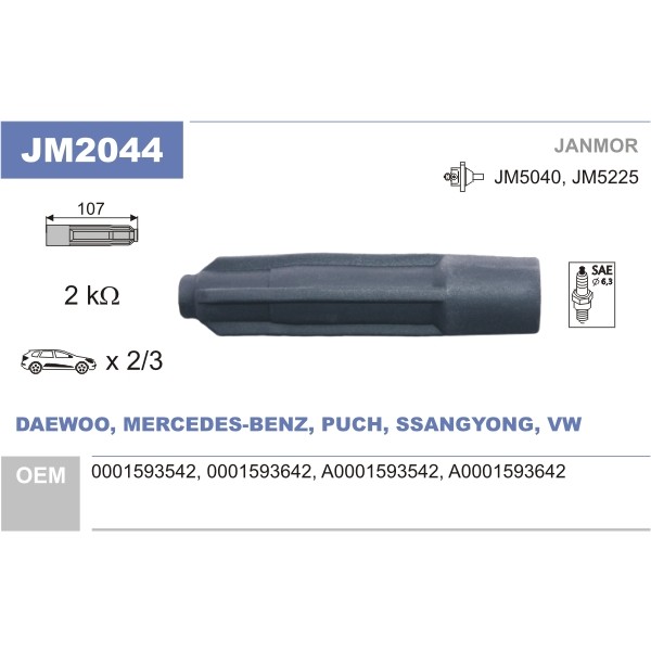 Слика на лула за свеќица JANMOR JM2044 за Mercedes C-class Saloon (w202) C 200 Kompressor (202.025) - 180 коњи бензин