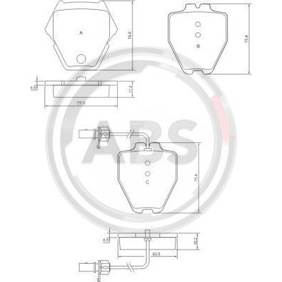 Слика на плочки A.B.S. 37448 за VW Phaeton (3D2) 3.2 V6 - 241 коњи бензин