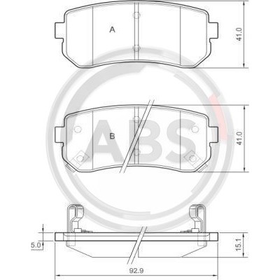 Слика на плочки A.B.S. 37533 за Kia Picanto hatchback (TA) 1.0 LPG - 67 коњи Бензин/Автогаз (LPG)