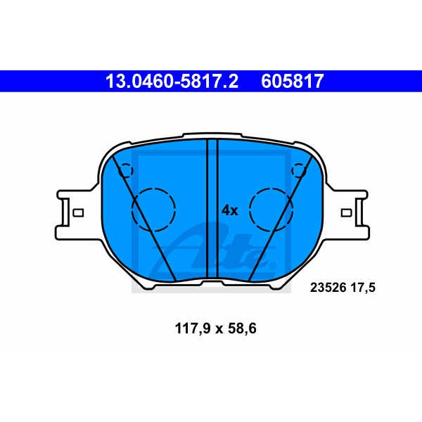 Слика на плочки ATE 13.0460-5817.2 за Toyota Matrix 1.8 VVTi - 131 коњи бензин