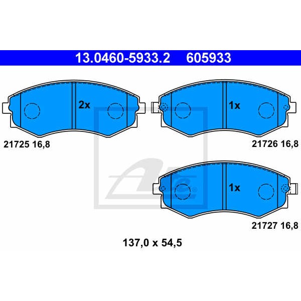 Слика на плочки ATE 13.0460-5933.2 за Hyundai Matrix (FC) 1.5 CRDi - 82 коњи дизел