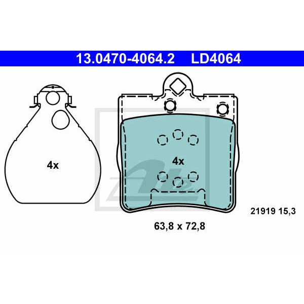 Слика на плочки ATE Ceramic 13.0470-4064.2 за Mercedes C-class Estate (s202) C 200 T Kompressor (202.082) - 192 коњи бензин