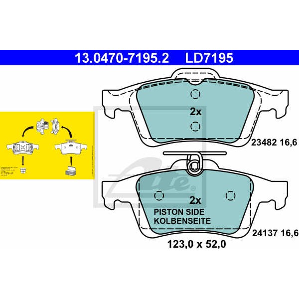 Слика на плочки ATE Ceramic 13.0470-7195.2 за Ford Grand C-Max 1.5 TDCi - 95 коњи дизел