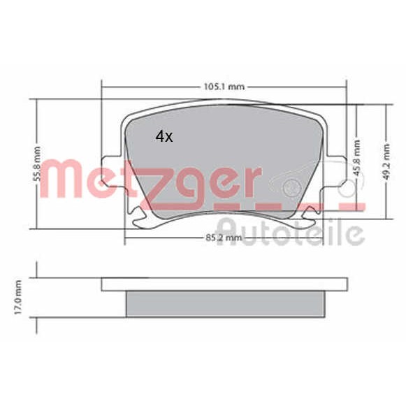 Слика на плочки METZGER 1170005 за Audi A3 (8P1) 2.0 TDI 16V - 140 коњи дизел