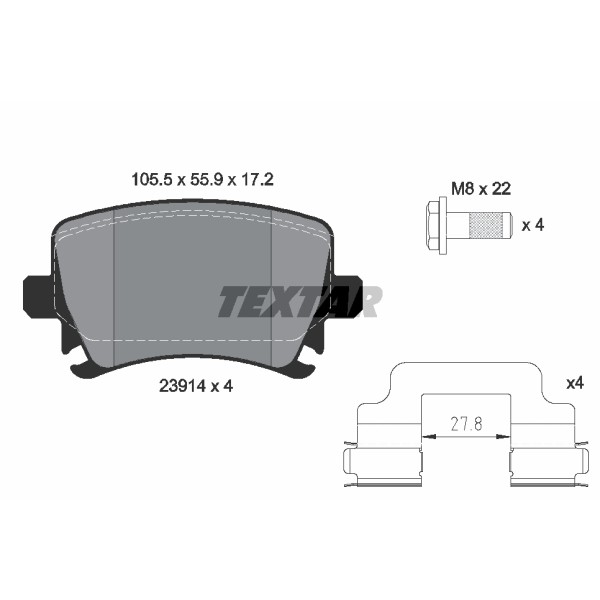 Слика на плочки TEXTAR Q+ 2391402 за VW EOS (1F7,1F8) 3.6 V6 - 260 коњи бензин