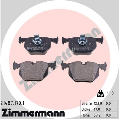 Слика на плочки ZIMMERMANN 21487.170.1 за BMW X3 E83 2.0 d - 150 коњи дизел