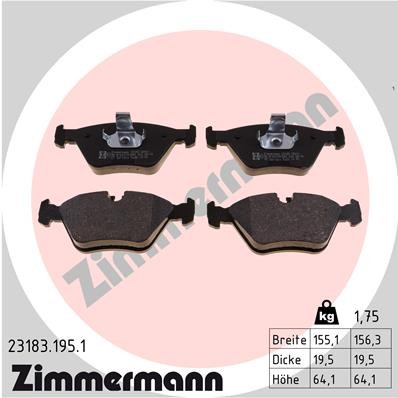 Слика на плочки ZIMMERMANN 23183.195.1 за BMW 3 Touring E46 330 d - 184 коњи дизел