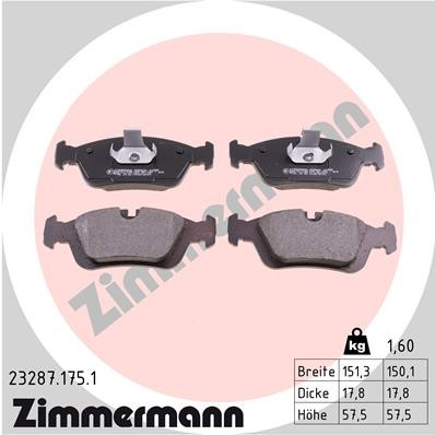 Слика на плочки ZIMMERMANN 23287.175.1 за BMW 3 Compact E46 316 ti - 115 коњи бензин