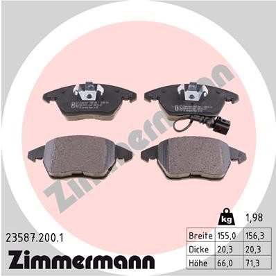 Слика на плочки ZIMMERMANN 23587.200.1 за Audi A3 (8P1) 2.0 TDI 16V - 140 коњи дизел