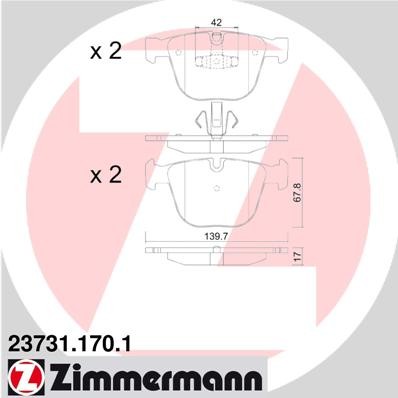 Слика на плочки ZIMMERMANN 23731.170.1 за BMW 5 GT F07 530 d - 211 коњи дизел