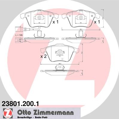 Слика на плочки ZIMMERMANN 23801.200.1 за VW EOS (1F7,1F8) 1.4 TSI - 160 коњи бензин