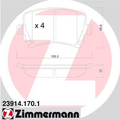 Слика на плочки ZIMMERMANN 23914.170.1 за VW EOS (1F7,1F8) 2.0 TDI - 140 коњи дизел