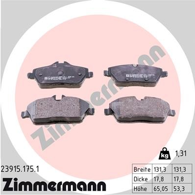 Слика на плочки ZIMMERMANN 23915.175.1 за Mini Clubvan (R55) Cooper D - 112 коњи дизел