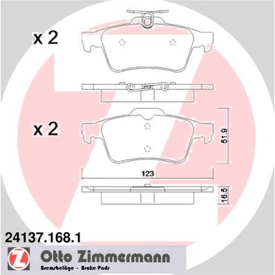 Слика на плочки ZIMMERMANN 24137.168.1 за Ford Grand C-Max 1.5 TDCi - 120 коњи дизел