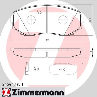 Слика на плочки ZIMMERMANN 24544.175.1 за Mazda CX-7 (ER) 2.3 MZR DISI Turbo - 238 коњи бензин