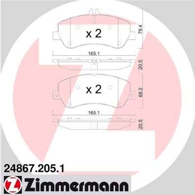 Слика на плочки ZIMMERMANN 24867.205.1 за Mercedes GLK-class (x204) 200 CDI (204.901) - 143 коњи дизел