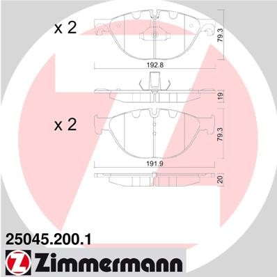Слика на плочки ZIMMERMANN 25045.200.1 за BMW 5 GT F07 530 d xDrive - 258 коњи дизел