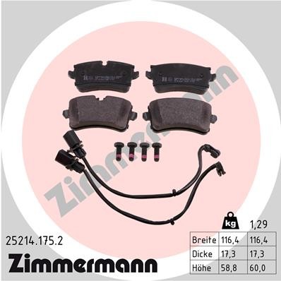 Слика на плочки ZIMMERMANN 25214.175.2 за Porsche Macan (95B) 2.0 - 237 коњи бензин