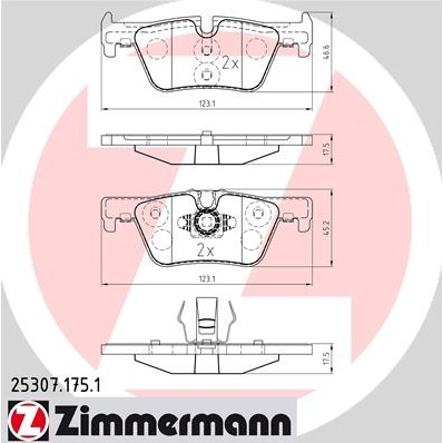 Слика на плочки ZIMMERMANN 25307.175.1 за BMW 3 Touring F31 320 i xDrive - 184 коњи бензин