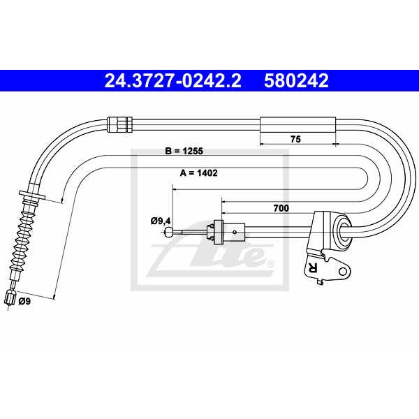 Слика на Сајла за рачна кочница ATE 24.3727-0242.2 за Mini Convertible (R57) Cooper S - 174 коњи бензин