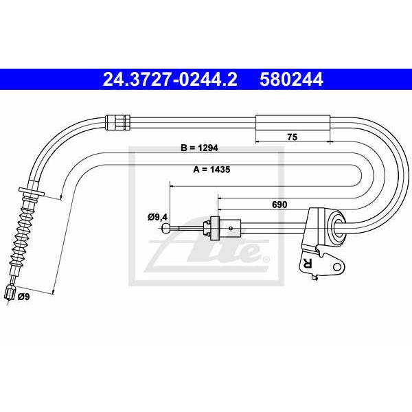 Слика на Сајла за рачна кочница ATE 24.3727-0244.2 за Mini Convertible (R52) Cooper S - 163 коњи бензин