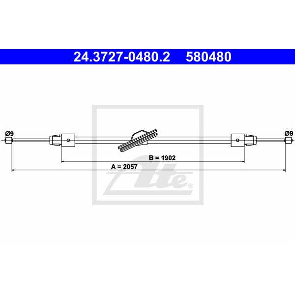 Слика на Сајла за рачна кочница ATE 24.3727-0480.2 за Mercedes GLK-class (x204) 220 CDI 4-matic (204.984) - 163 коњи дизел