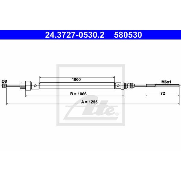 Слика на Сајла за рачна кочница ATE 24.3727-0530.2 за Citroen Synergie 22,U6 2.1 TD - 109 коњи дизел