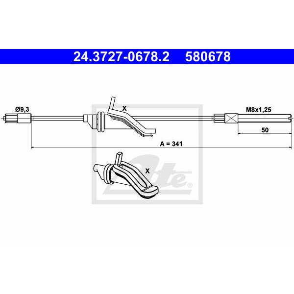 Слика на сајла за рачна кочница ATE 24.3727-0678.2 за Ford Grand C-Max 2.0 TDCi - 163 коњи дизел