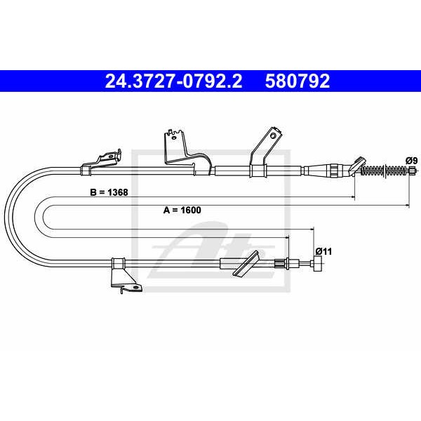 Слика на сајла за рачна кочница ATE 24.3727-0792.2 за Suzuki Splash 1.2 - 86 коњи бензин