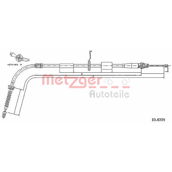 Слика на Сајла за рачна кочница METZGER COFLE 10.4309 за Mini Countryman (R60) Cooper D - 112 коњи дизел