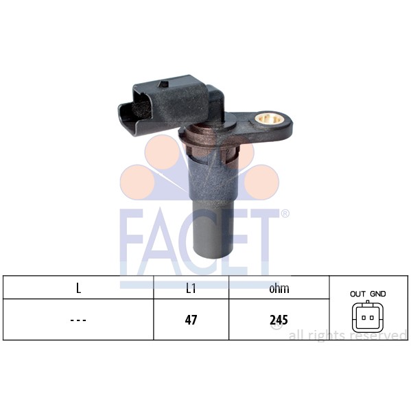 Слика на Сензор за положба на радалица FACET Made in Italy - OE Equivalent 9.0536 за Renault Modus 1.6 (JP03, JP0B, JP0U, JP0Y, JP1G) - 112 коњи бензин