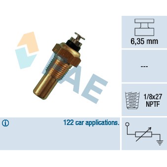 Слика на Сензор за температура FAE 32070 за CHEVROLET REZZO 1.6 - 105 коњи бензин
