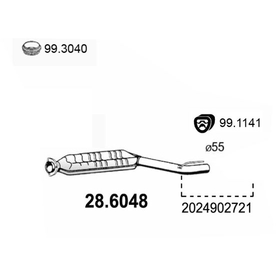 Слика на среден издувен лонец ASSO 28.6048 за Mercedes C-class Estate (s202) C 200 T D (202.180) - 88 коњи дизел
