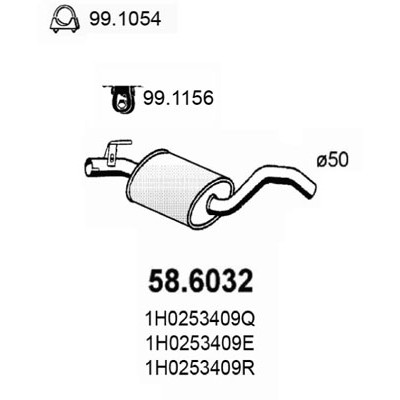 Слика на среден издувен лонец ASSO 58.6032 за VW Vento Sedan (1H2) 1.8 - 90 коњи бензин