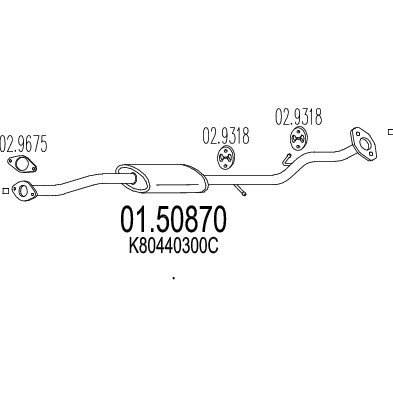 Слика на среден издувен лонец MTS 01.50870 за Mazda MX-3 (EC) 1.8 i V6 - 133 коњи бензин