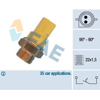 Слика на Термо прекинувач за вентилатор FAE 36330 за Ford Escort MK 7 Convertible (all) 1.8 16V XR3i - 105 коњи бензин
