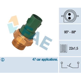 Слика на Термо прекинувач за вентилатор FAE 37240 за Ford Escort MK 6 (gal) 1.8 XR3i 16V 4x4 - 130 коњи бензин