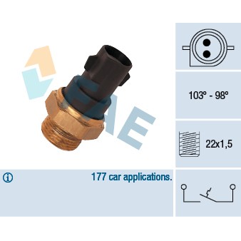 Слика на Термо прекинувач за вентилатор FAE 37290 за Ford Escort 7 Convertible (all) 1.6 16V XR3i - 88 коњи бензин