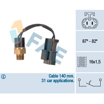 Слика на Термо прекинувач за вентилатор FAE 37760 за Nissan 100NX (B13) 1.6 SR - 102 коњи бензин