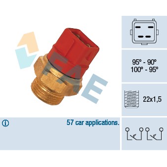 Слика на Термо прекинувач за вентилатор FAE 37960 за Ford Escort MK 7 (gal,aal,abl) RS 2000 4x4 - 150 коњи бензин