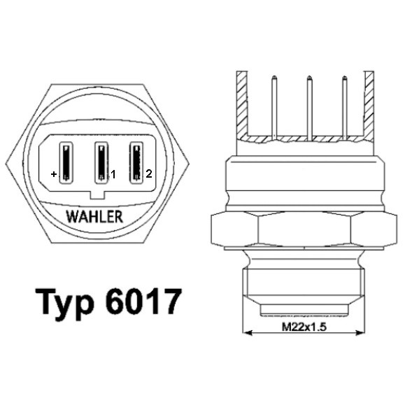 Слика на Термо прекинувач за вентилатор WAHLER 6017.95D за VW Vento Sedan (1H2) 1.6 - 75 коњи бензин
