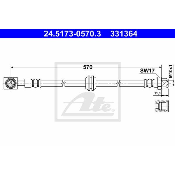 Слика на црево за кочница ATE 24.5173-0570.3 за Mini Convertible (R52) One - 90 коњи бензин