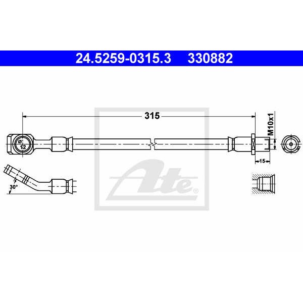 Слика на црево за кочница ATE 24.5259-0315.3 за Opel Signum 2.2 DTI - 125 коњи дизел