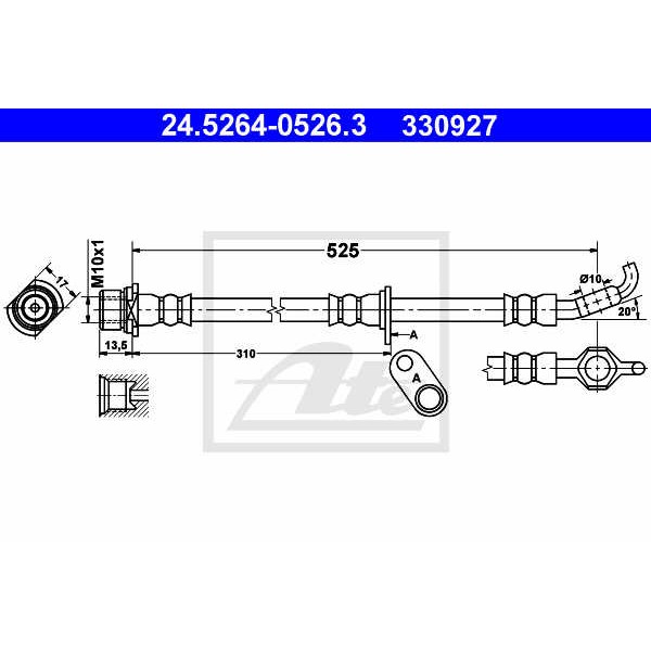 Слика на црево за кочница ATE 24.5264-0526.3 за Toyota Picnic (XM10) 2.0 - 122 коњи бензин