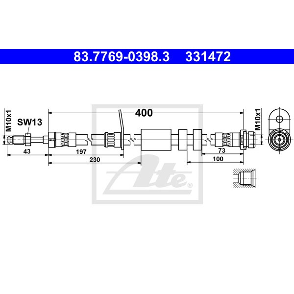 Слика на црево за кочница ATE 83.7769-0398.3 за Ford Grand C-Max 1.6 EcoBoost - 182 коњи бензин