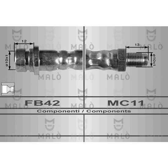 Слика на црево за кочница MALO 8011 за Mercedes C-class Saloon (w202) C 200 (202.020) - 136 коњи бензин