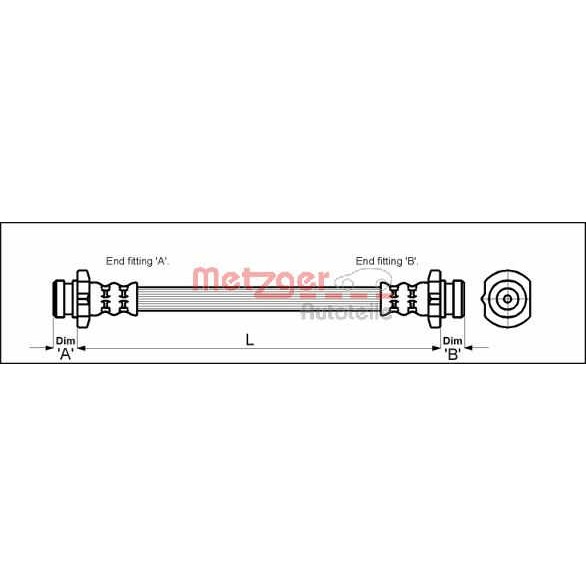 Слика на црево за кочница METZGER 4110041 за BMW 8 Coupe E31 850 Ci - 326 коњи бензин