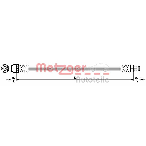 Слика на црево за кочница METZGER 4110726 за Mercedes GLK-class (x204) 220 CDI 4-matic (204.984) - 163 коњи дизел